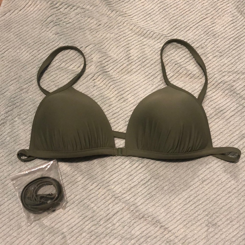 Front close Aerie olive triangle bikini top XL